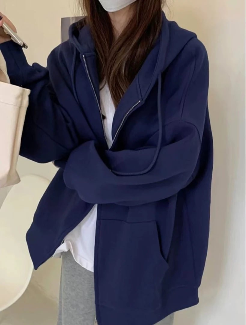 美式复古重磅加绒加厚拉链开衫棉卫衣秋冬奥粒绒潮牌连帽外套