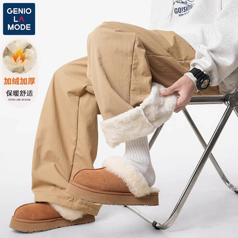 森马集团GENIOLAMODE冬季加绒棉裤男款休闲裤潮牌直筒裤子滑雪裤