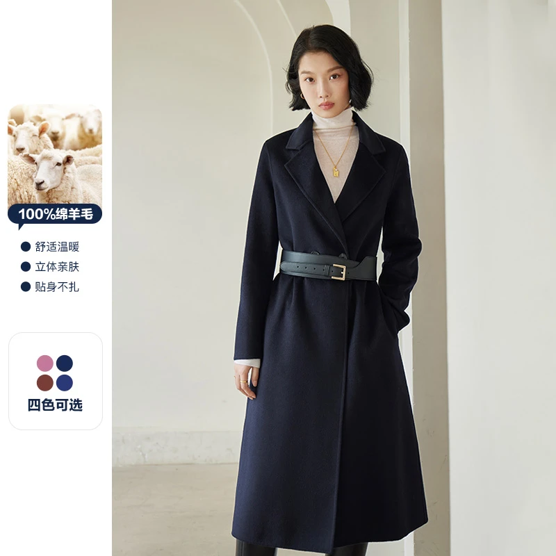 谭飞十年大衣 秋冬大衣双面呢绵羊毛小个子中长款冬季毛呢外套