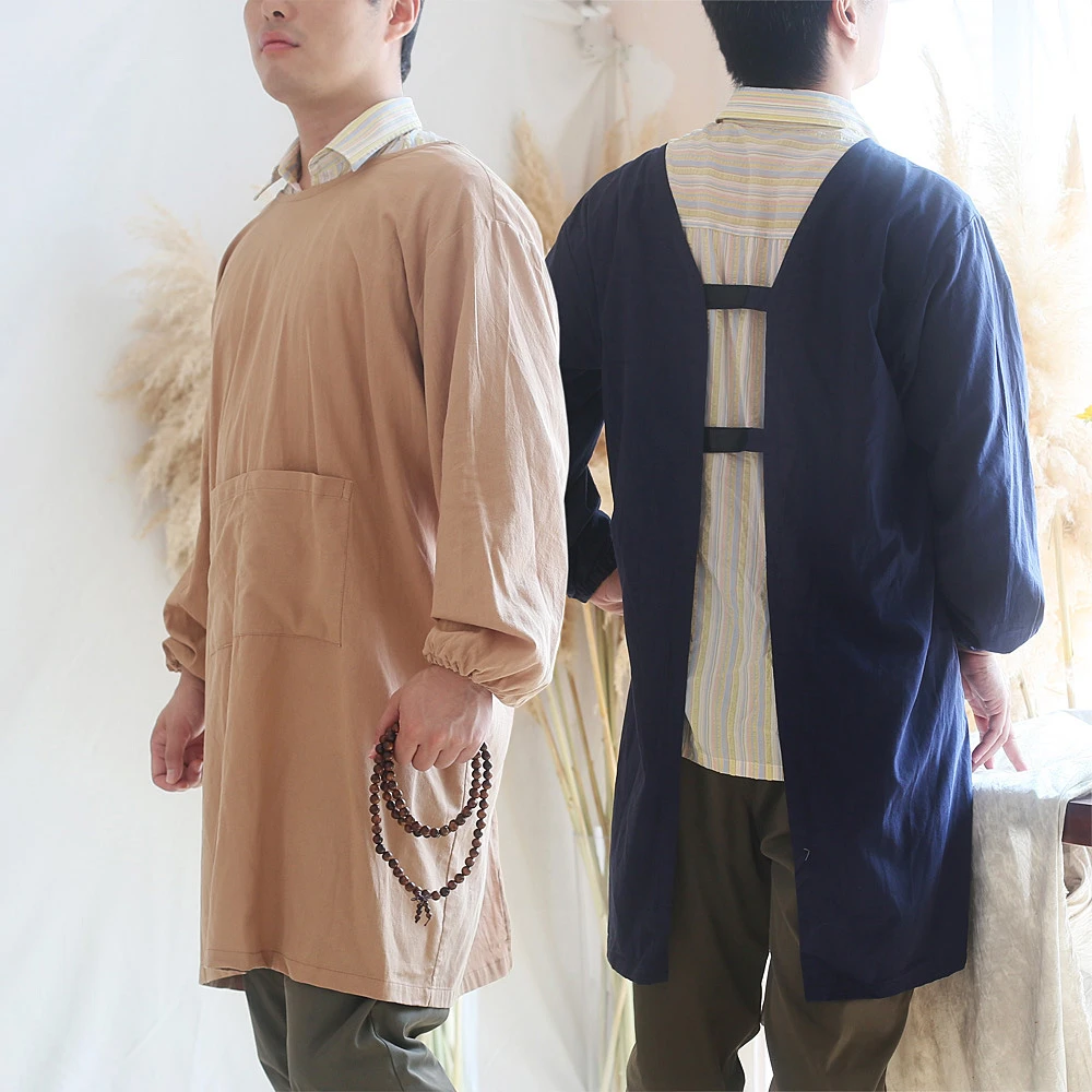 外贸防水时尚反穿衣家用简约做饭厨房罩衣长袖防污围裙画室工作服