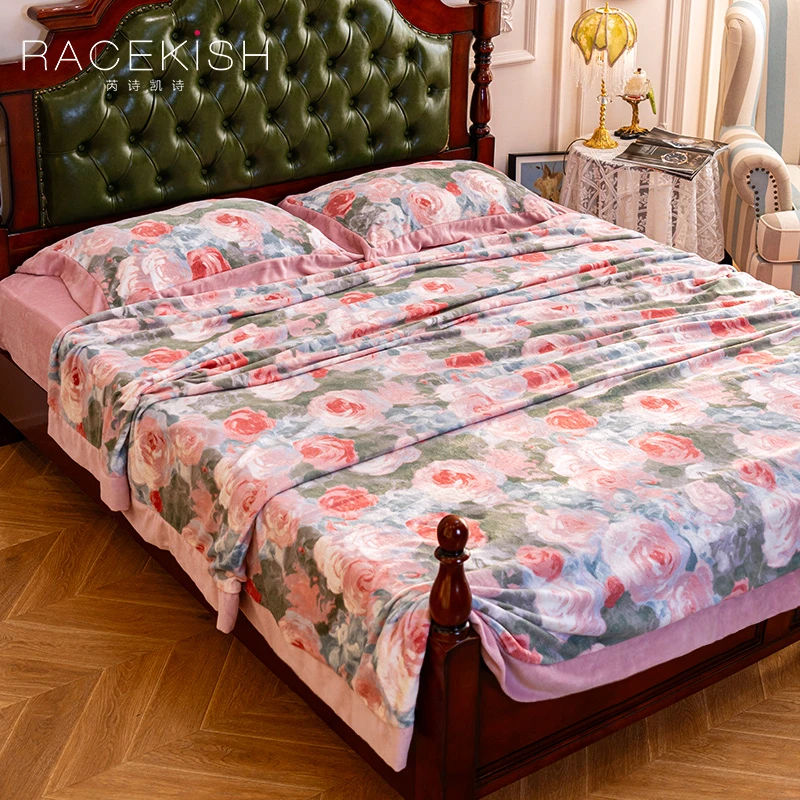 Racekish玫瑰少女牛奶绒四件套家居创意复古日用卧室床品套件