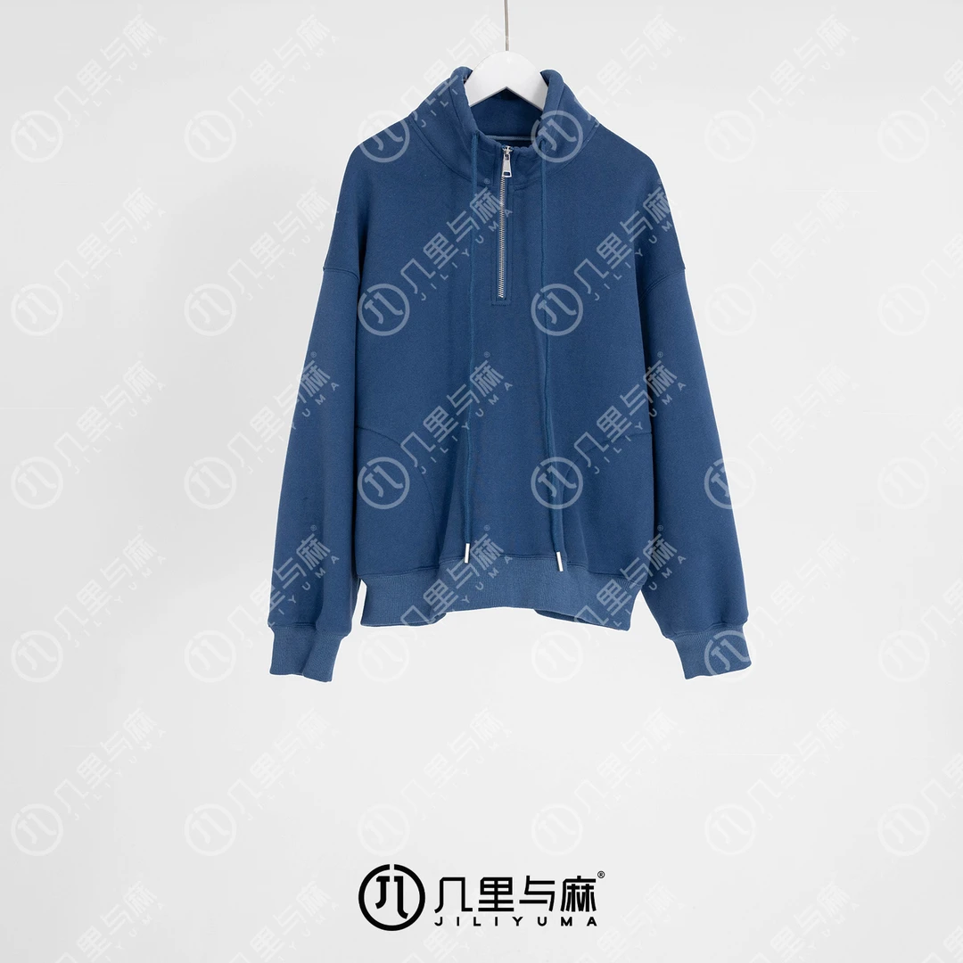 （几里）气质纯色设计感加绒卫衣外套衣长61 胸围118 1010943