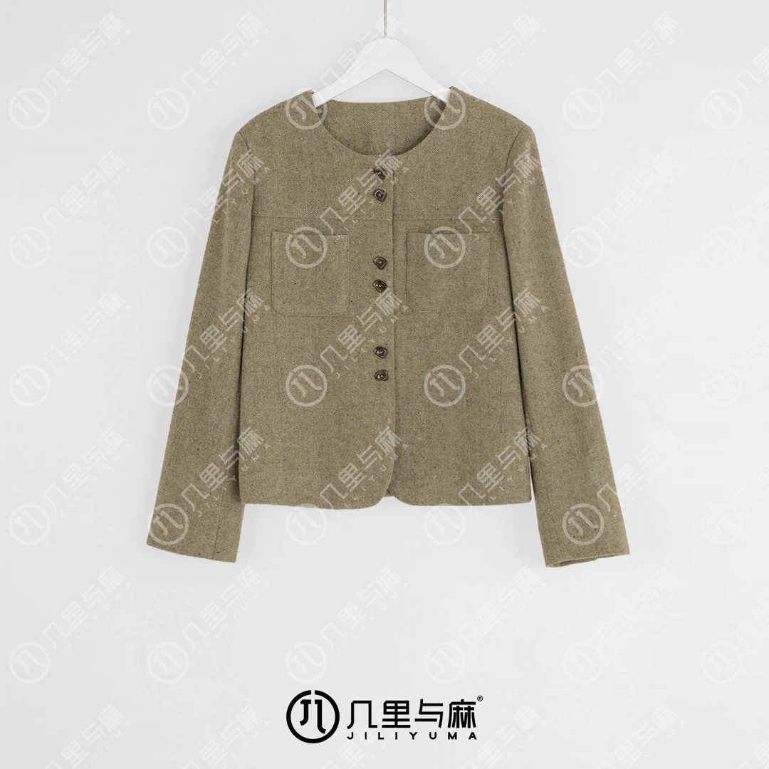 几里与麻【胭脂醉】轻奢气质外套 衣长56 胸围110 1080984