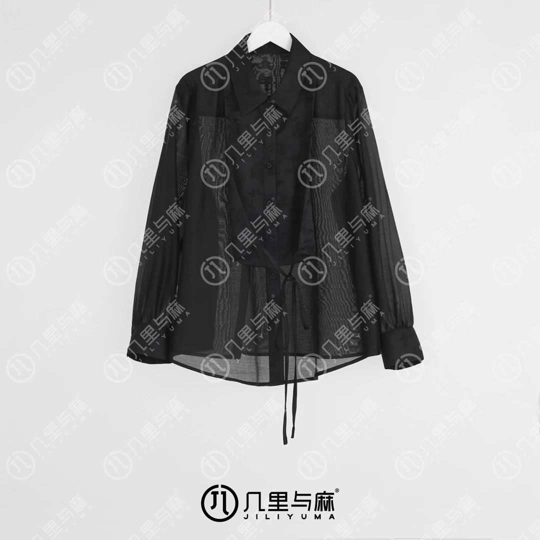 （几里）踏雪寻竹-文艺国风百搭衬衫 衣长66 胸围116 1071446