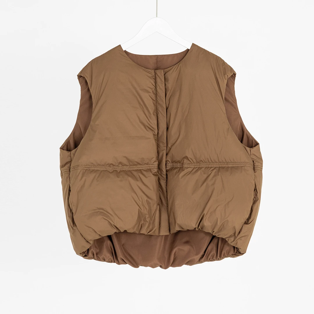 （几里）美拉德风龟背羽绒马甲外套 衣长69 胸围124 094129