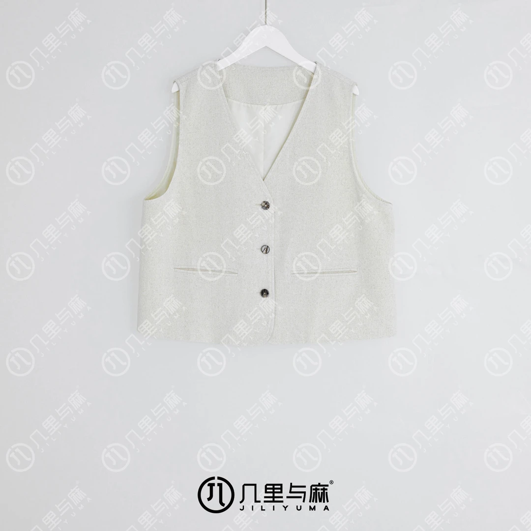 几里与麻【缃园】文艺轻奢高级感无袖马夹 衣长54 胸围114 1070942