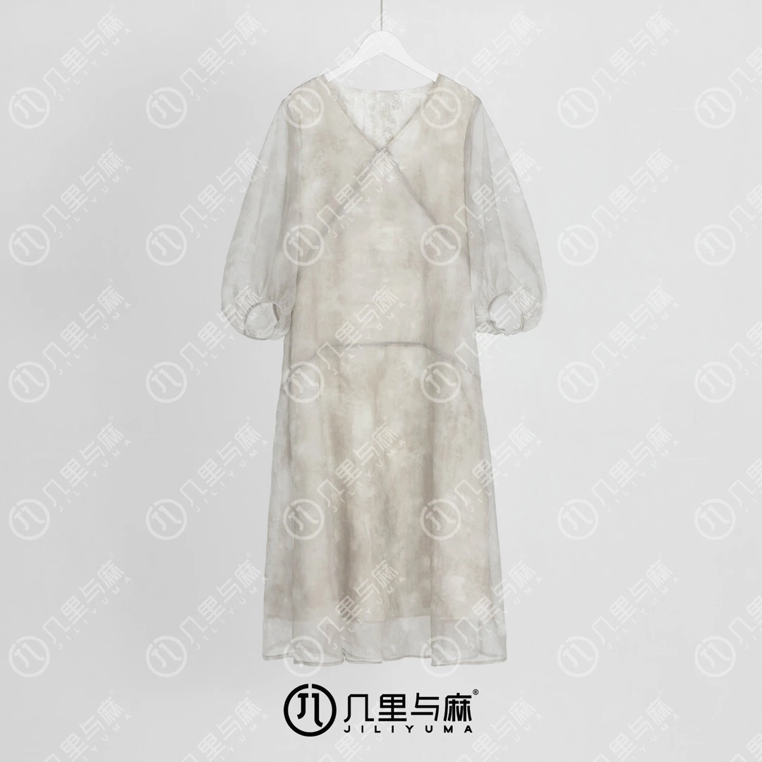 （几里）如烟-清凉国风百搭连衣裙 裙长118 胸围98 1041041