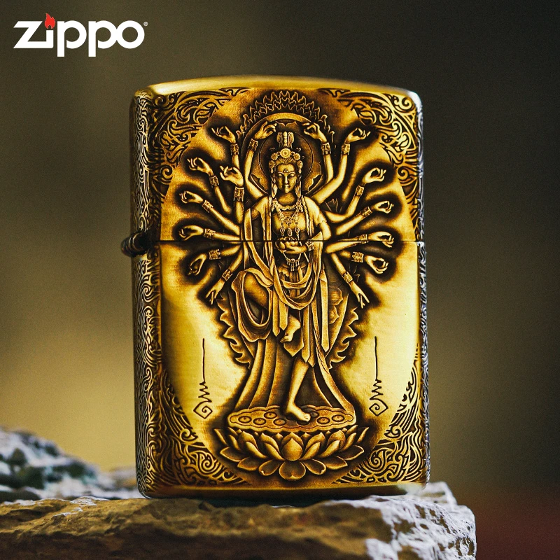 ZIPPO/之宝打火机黄铜盔甲浮雕千手观音DYJ1