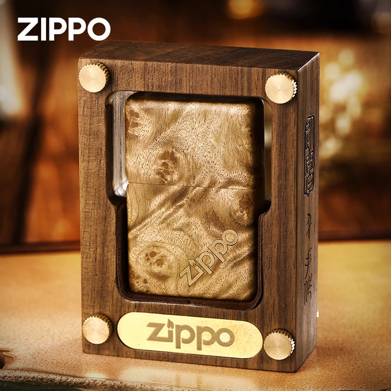 ZIPPO正品打火机半世金樟手工套甲木机高档送礼套装DY8702TM