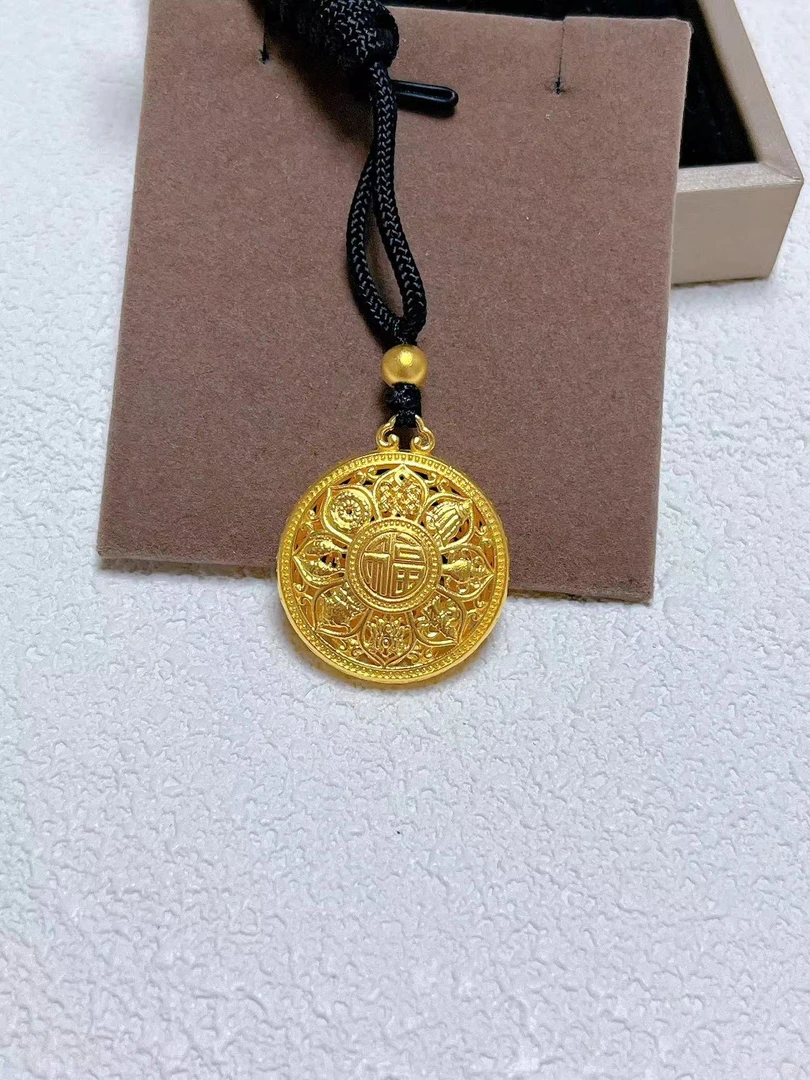 足金999.9古法八宝罗盘吊坠