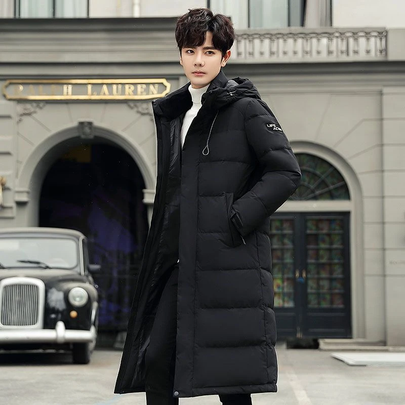 反季清仓羽绒服男士长款过膝加厚青少年韩版保暖白鸭绒外穿