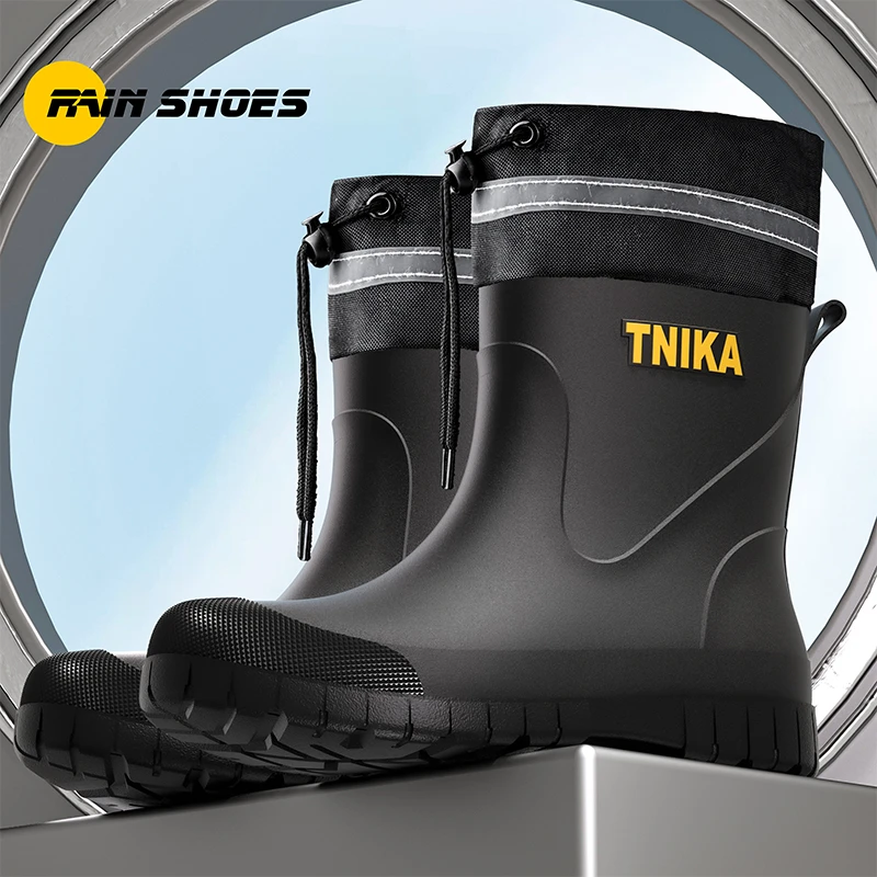 韩版防水鞋男短筒鞋时尚短筒加厚防水口胶鞋工作防滑钓鱼厨房雨靴