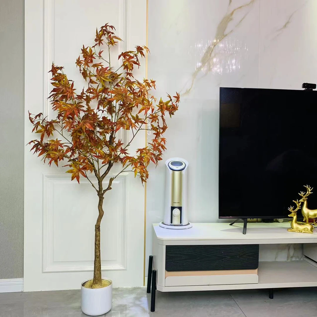 仿真绿植红枫树绿枫树盆栽室内客厅装饰植物造景枫叶绢花假花