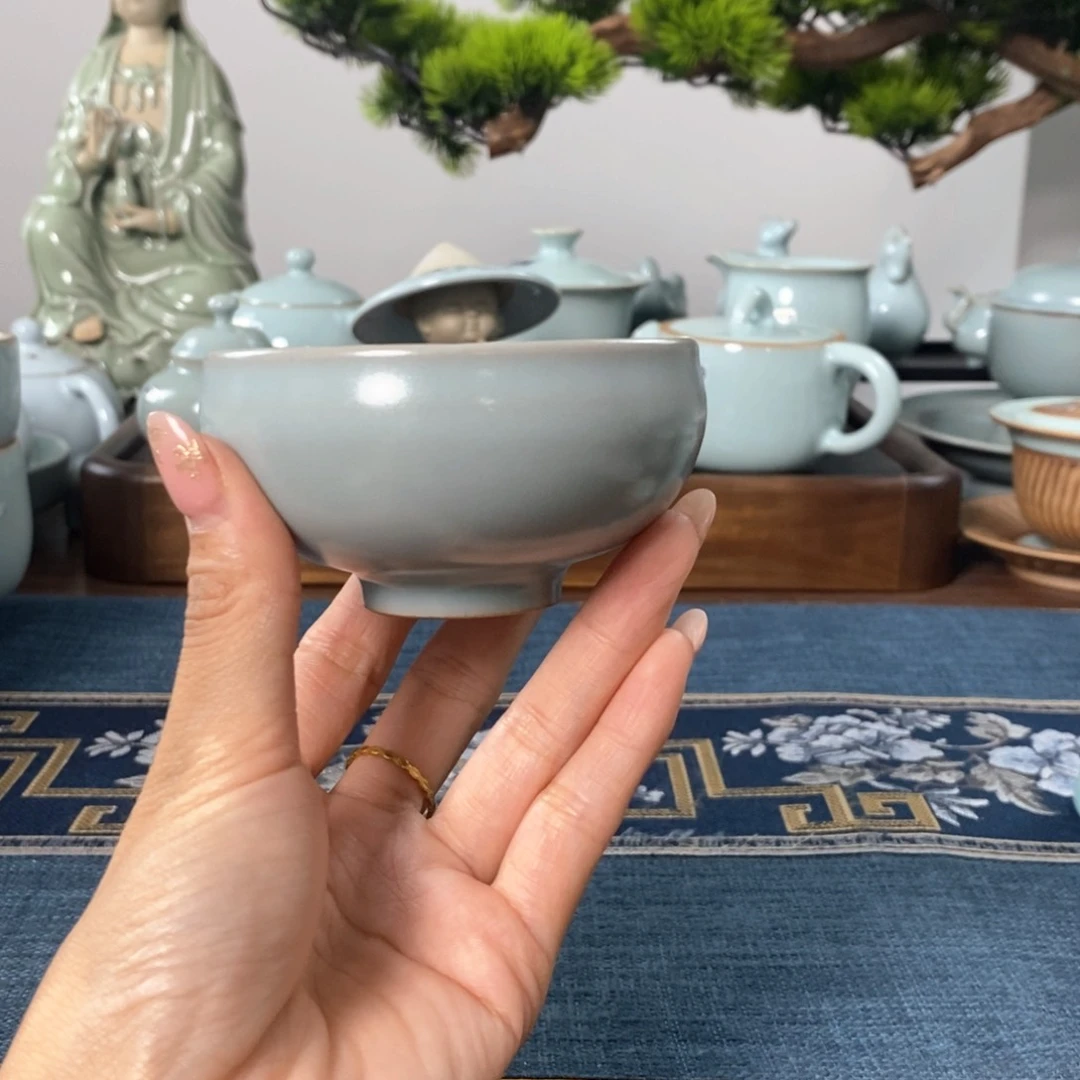 0176微瑕仿古釉小碗杯不开片