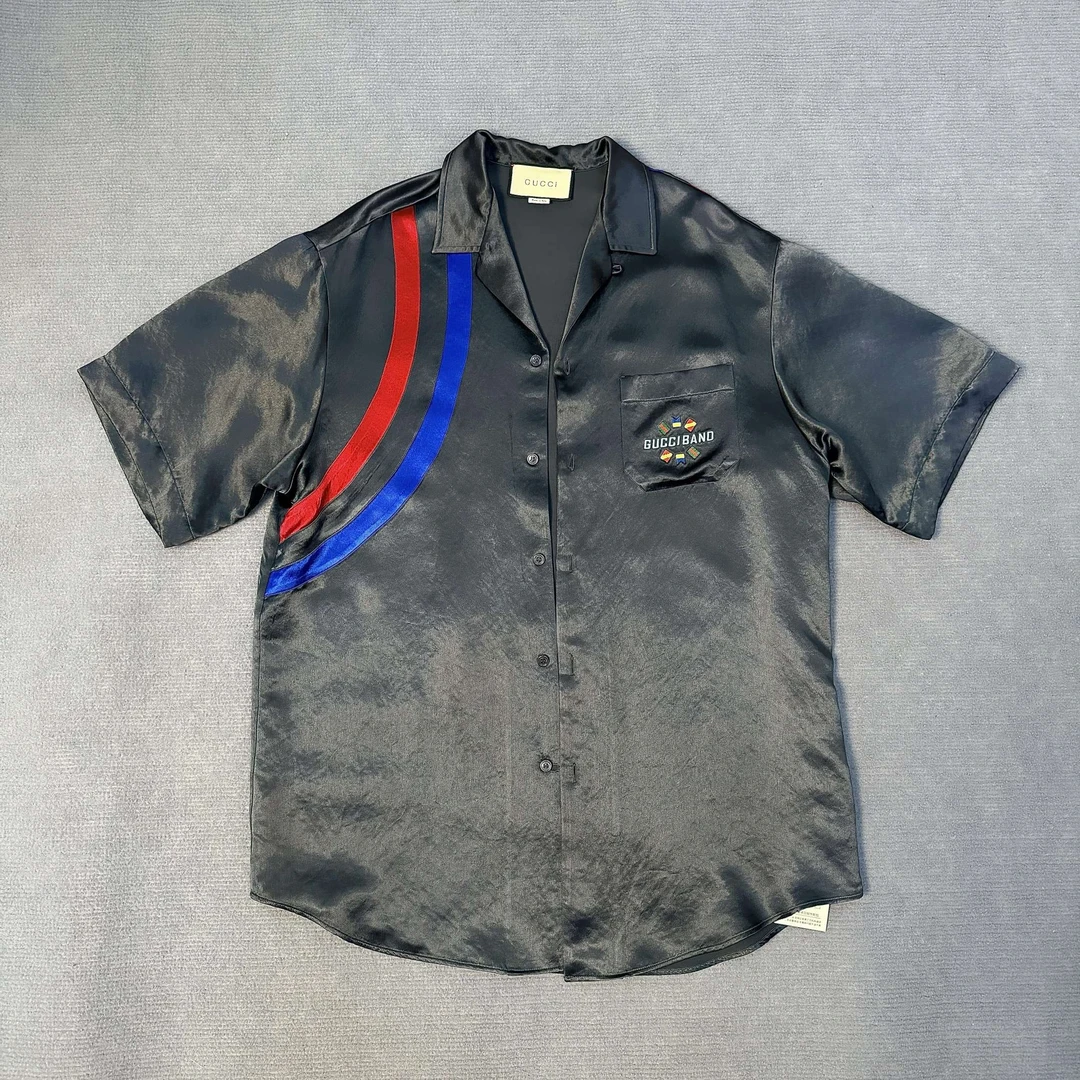 RY/古驰GUCCI/条纹衬衫短袖/99新/46码/4095206休闲印花