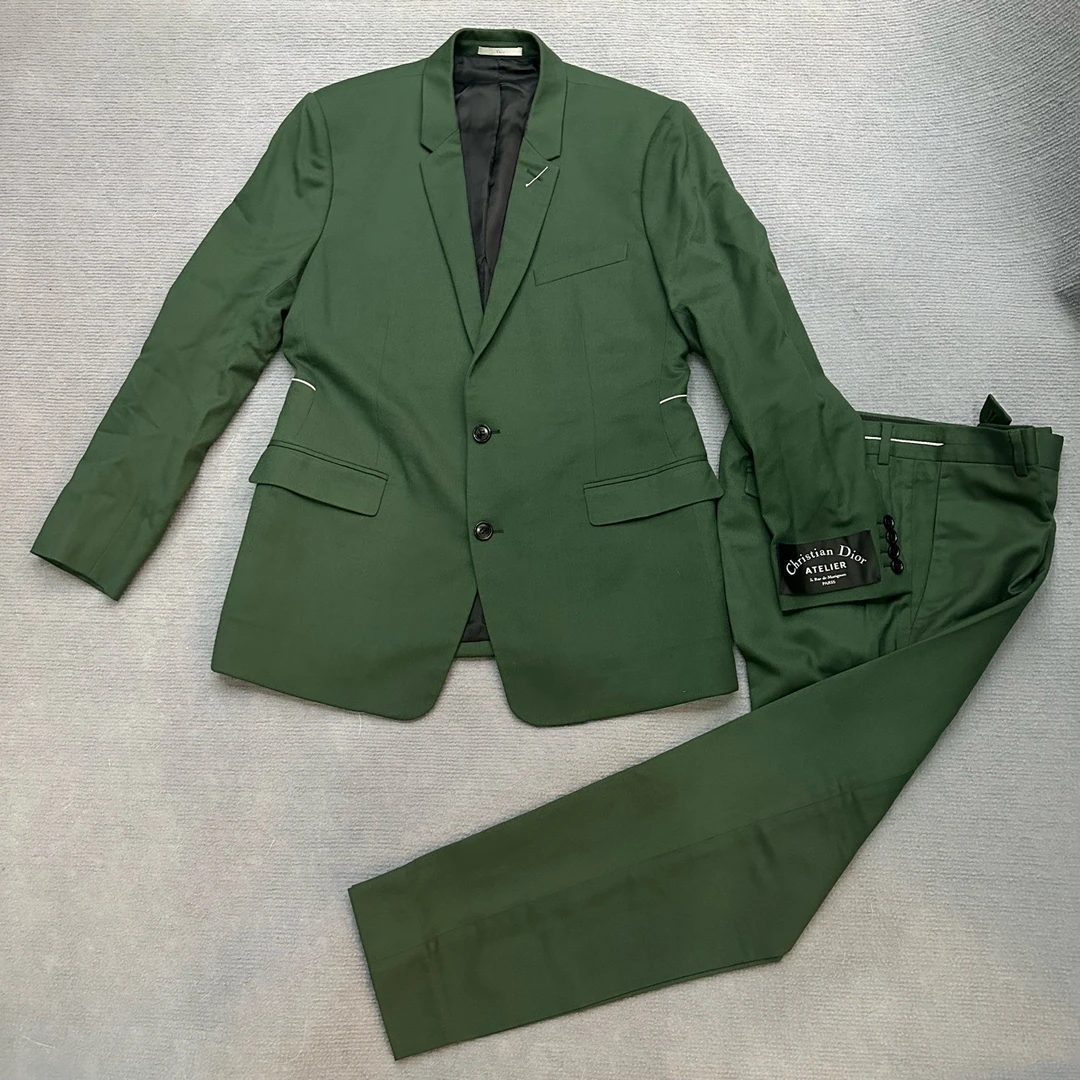 99新/DIOR迪奥/绿色羊毛套西/西服西裤俩件套/50尺码