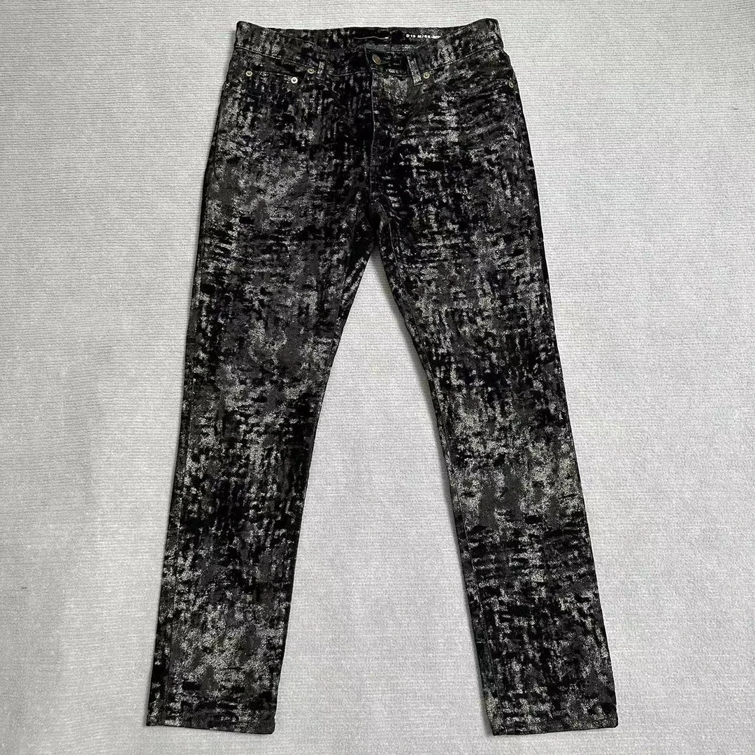 99新 /YSL圣罗兰 /黑色植绒休闲裤/ 31尺码