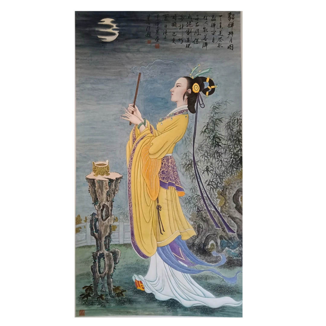 貂蝉拜月图六尺整张李宇晨作品