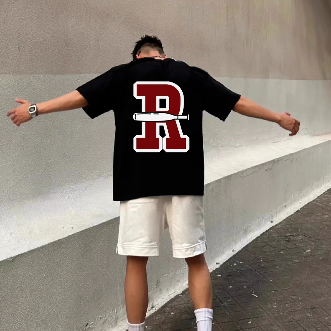 重磅纯棉80-300斤宽松大码短袖T恤男士夏季高街印花ins潮牌体恤衫