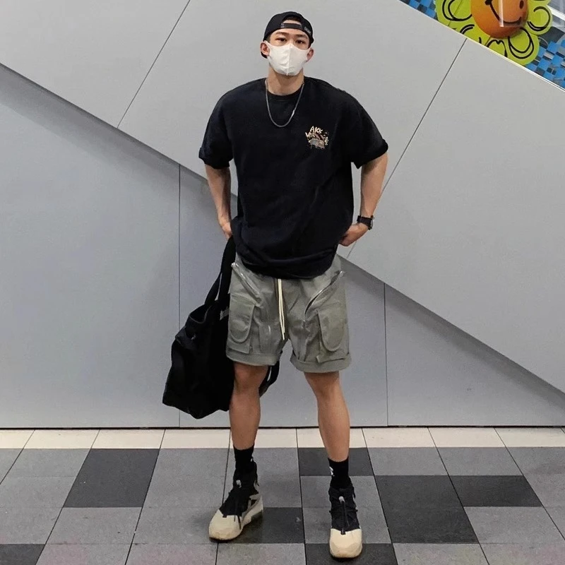 美式宽松休闲复古风短袖T恤男ins夏季纯棉重磅休闲半袖体恤上衣服