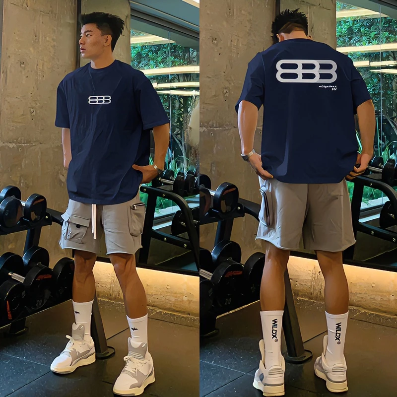 字母印花运动风高考毕业季宽松纯棉圆领上衣男夏季ins韩式短袖T恤