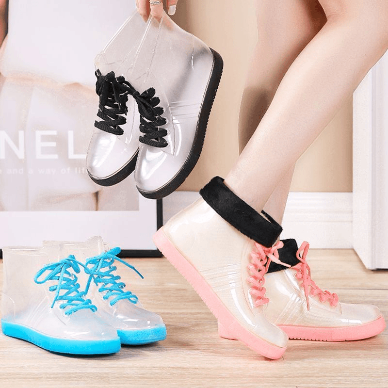 时尚果冻透明防滑防水鞋雨鞋雨靴胶鞋套鞋加绒棉水靴女短筒成人夏