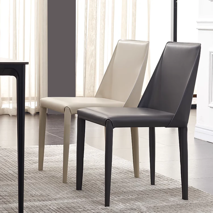 马鞍皮餐椅家用餐厅酒店椅意式极简设计师靠背工业风椅子马鞍椅子