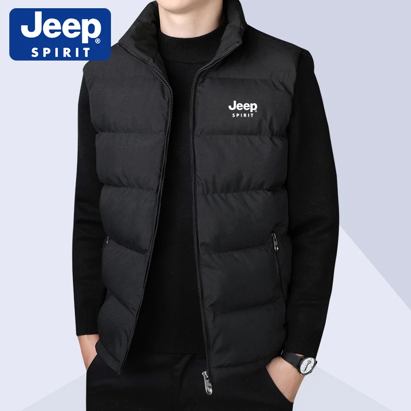 JEEPSPIRIT马甲男秋冬季立领保暖透气外穿背心休闲男士马夹外套