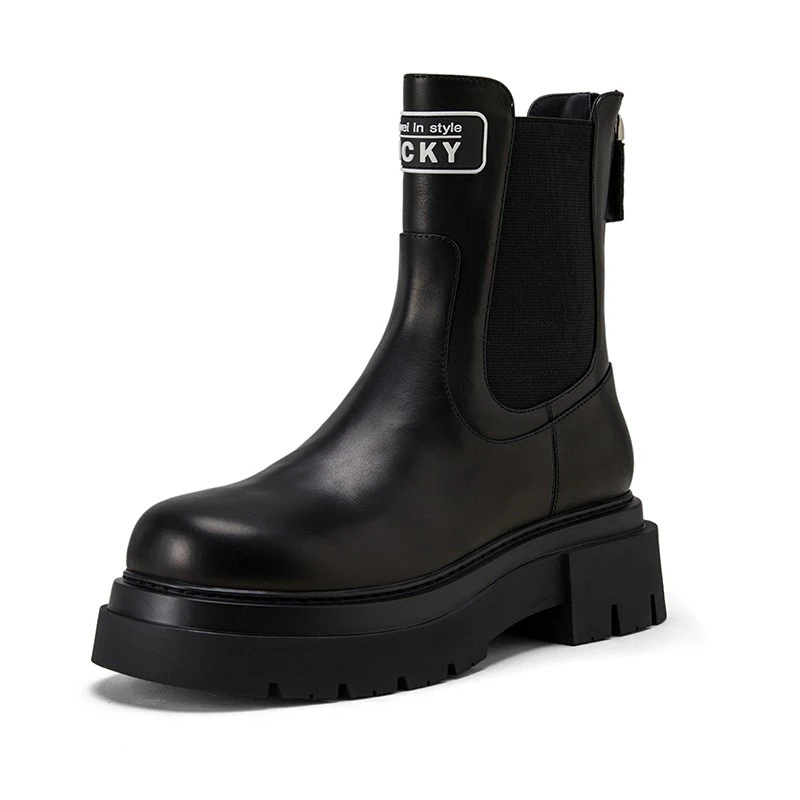 高级感真皮短靴女厚底英伦烟筒切尔西靴甜酷风马丁靴瘦瘦靴烟管靴