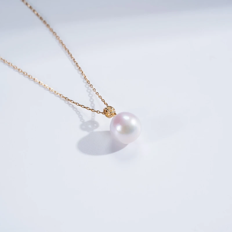 爱迪生珍珠G18K金白色珍珠吊坠10-11mm（含银链）