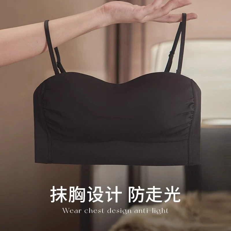 少女薄款抹胸内衣聚拢无痕大胸显小胸透气防走光美背吊带背心文胸