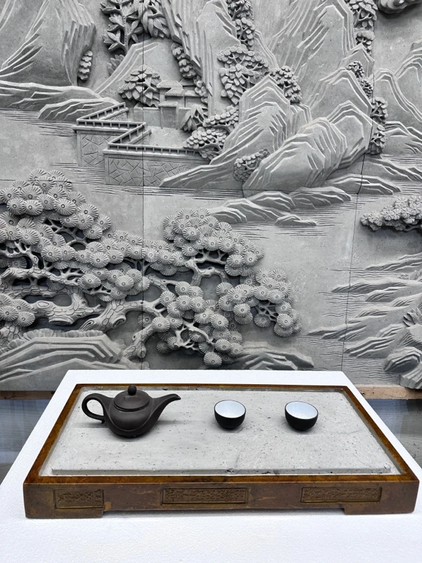 蘇州古法老金砖雕刻茶盘50x25吸水大漆茶盘