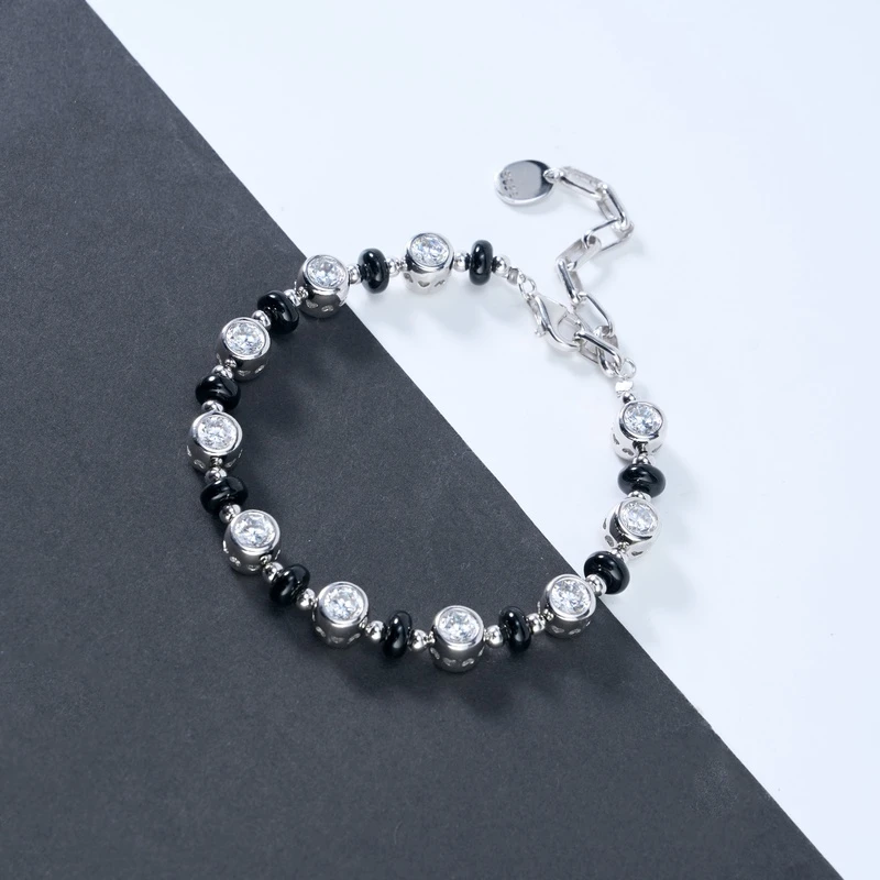 925银手链 梁雅帝新品【夜幕星河碎石】重工时尚百搭纯银手链