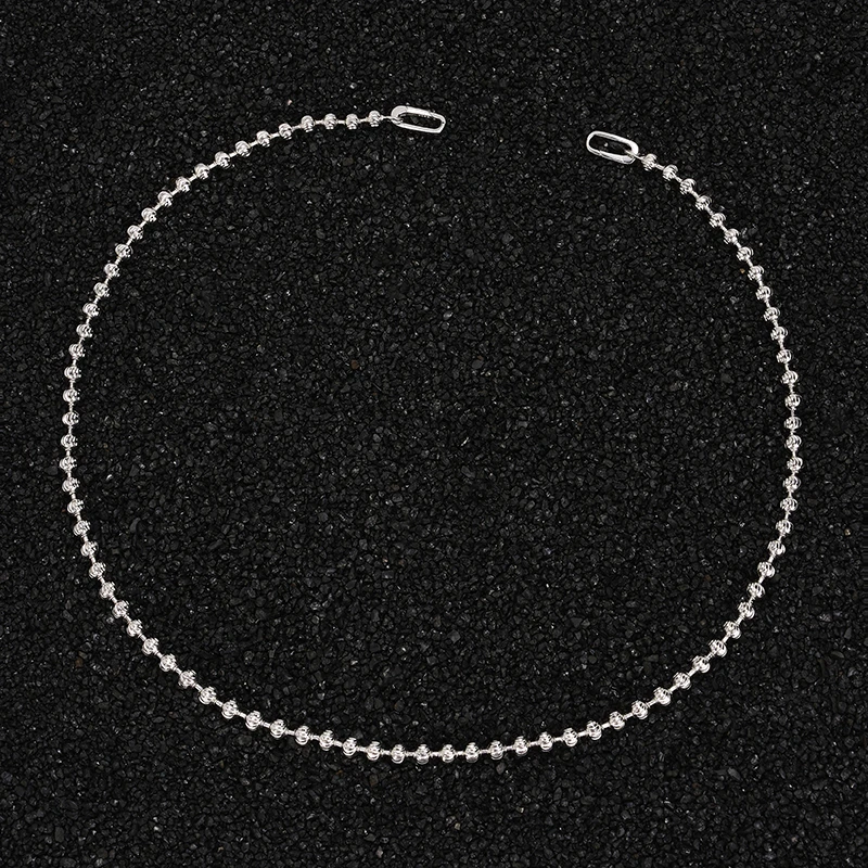 坠链均925银 梁雅帝专属新品车花镭射圆珠定制锁扣简约纯银项链