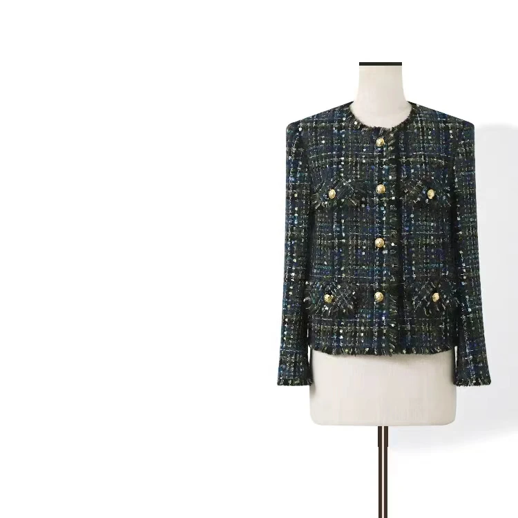 新款轻奢气质潮流编织小香风保暖羽绒服外套M056