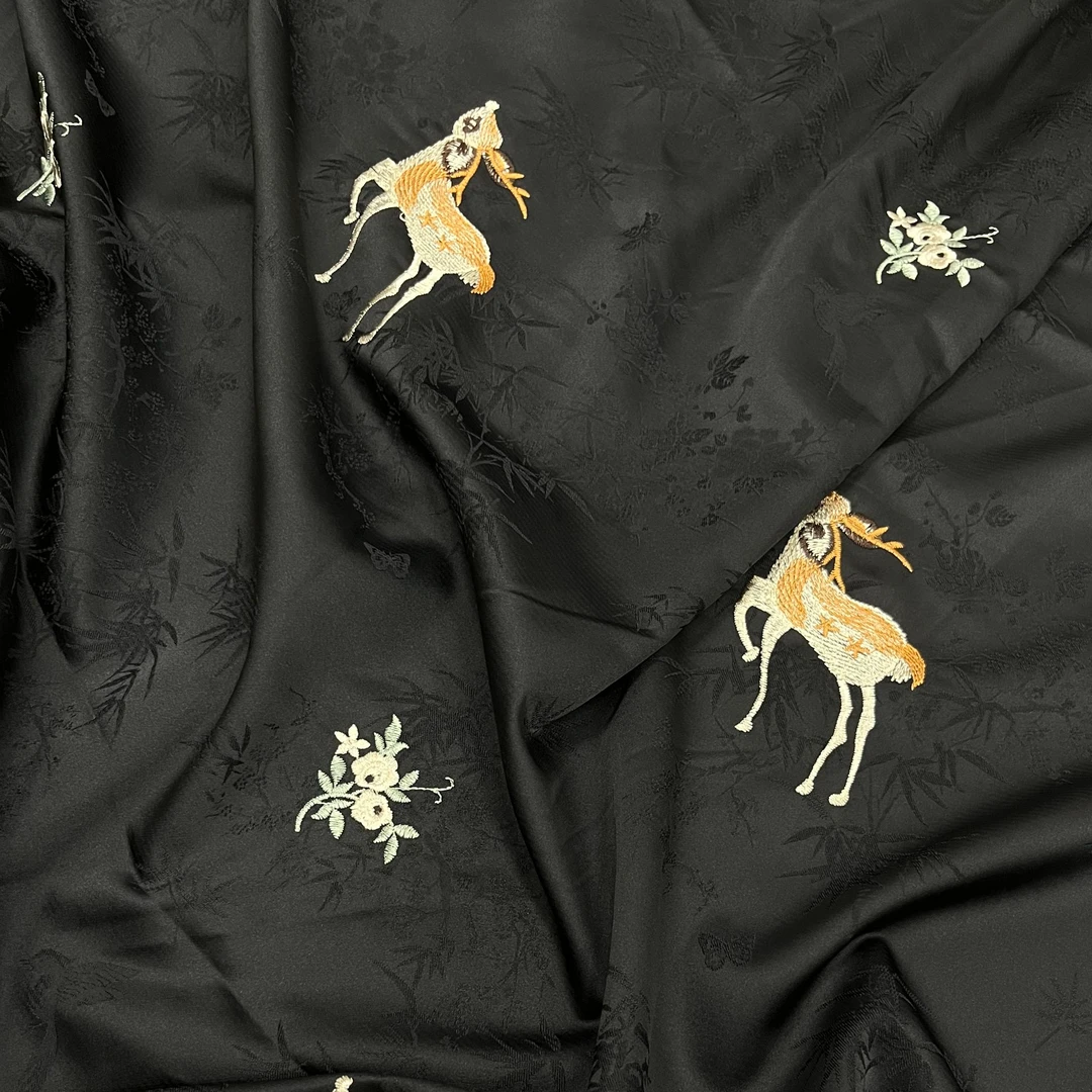 加厚冰丝缎刺绣面料新中式国风面料【JC8803】