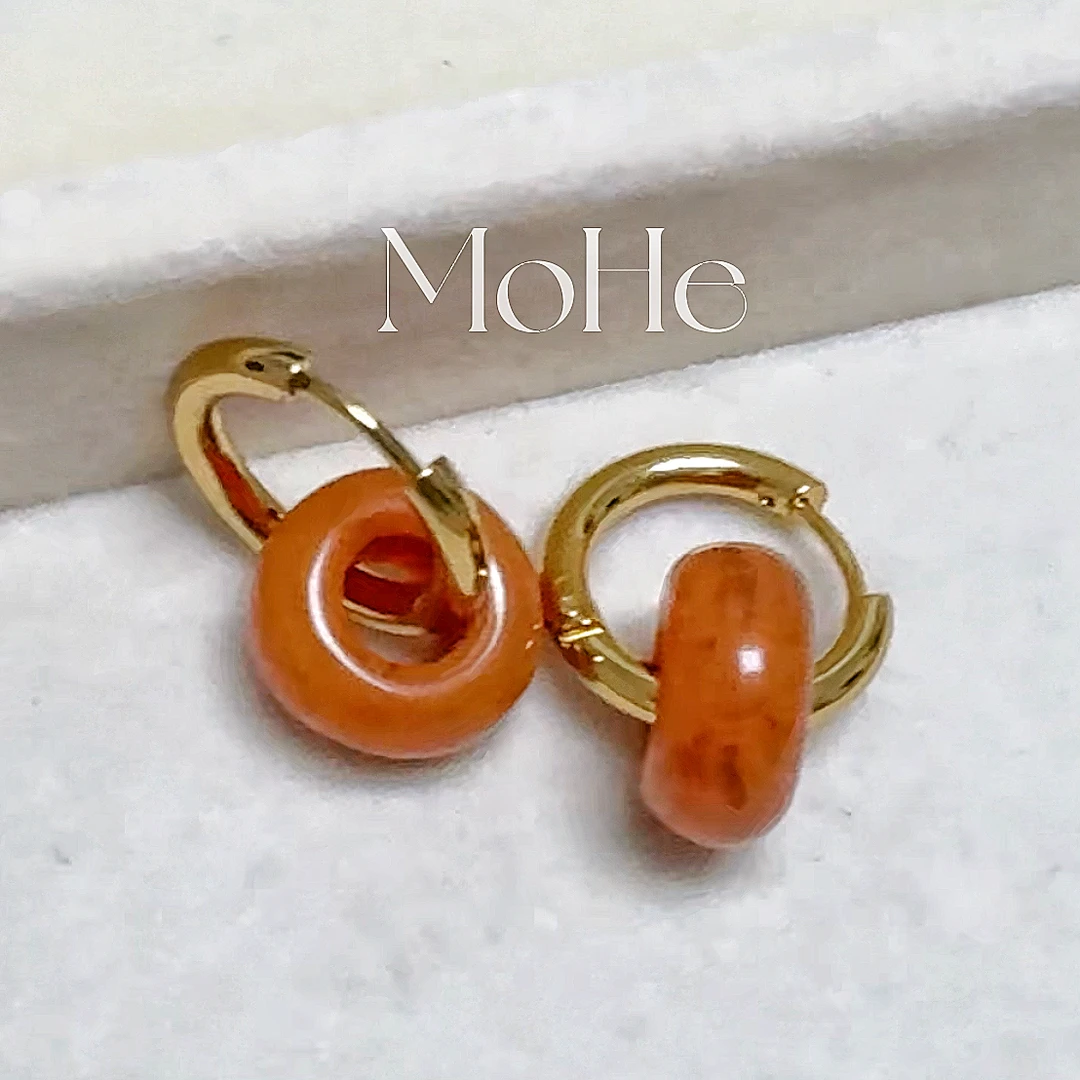 钛钢树脂耳饰 小众复古简约百搭耳环圈圈时尚气质金色耳圈（向阳）