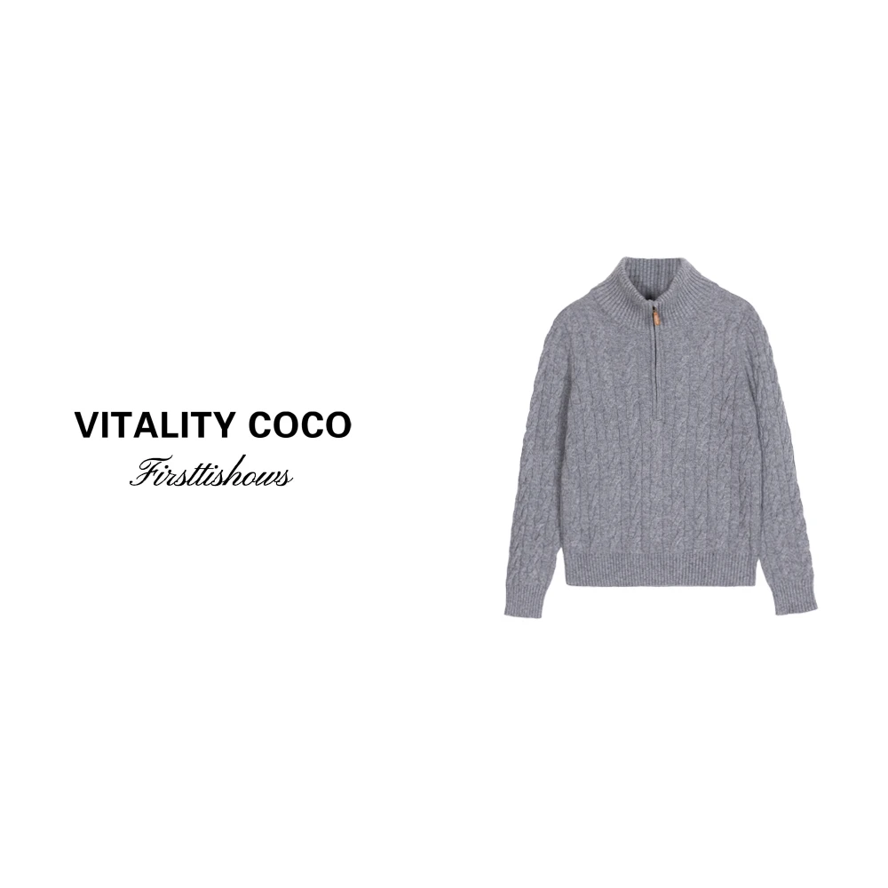 「VITALITY COCO」24秋冬上新秋冬半高领拉链毛衣针织衫1480
