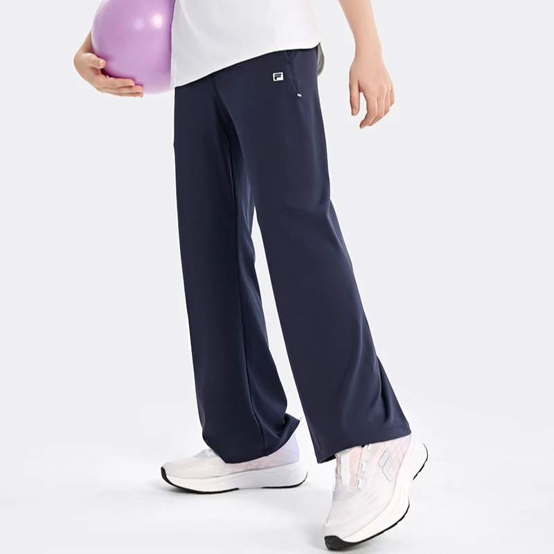 FILA斐乐儿童长裤针织透气直筒裤薄款垂感运动长裤K12G433626