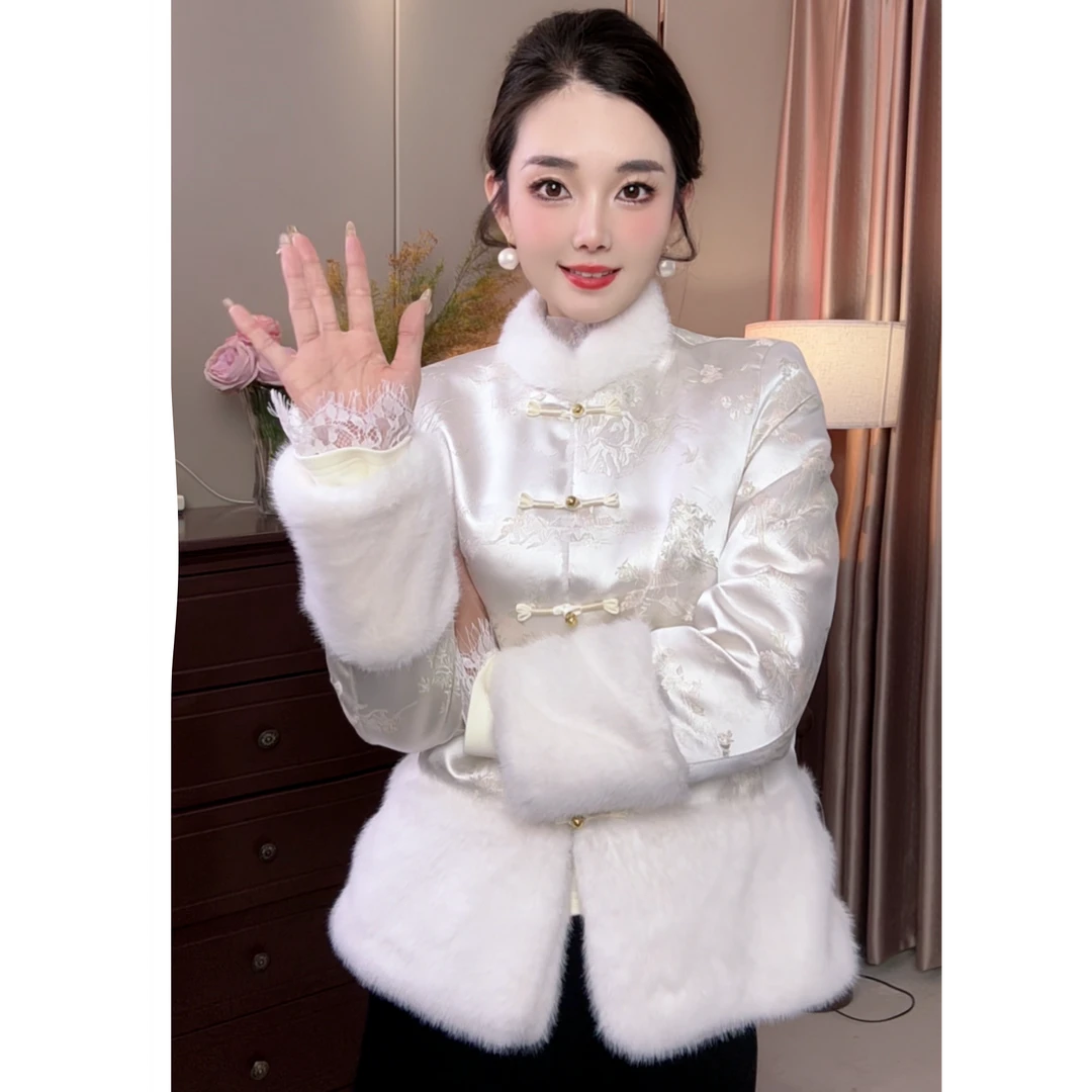 （新月）新中式双面双穿冬季加厚高档国风拼接外套女百搭中国风上衣