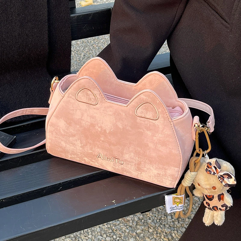 Aimitu百搭包包女2025新款潮流纯色时尚可爱挂件通勤单肩斜挎包