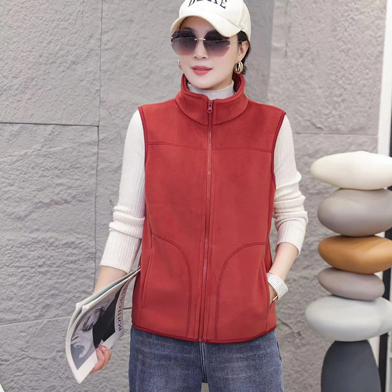 春秋上新云感奥粒绒休闲通勤马夹百搭外穿时尚纯色无袖马甲