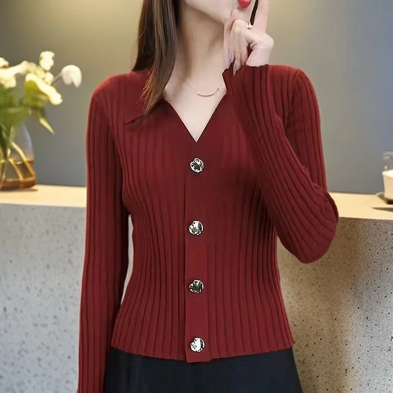 2024秋冬新款条纹毛衣显瘦气质百搭长袖针织开衫上衣女修身