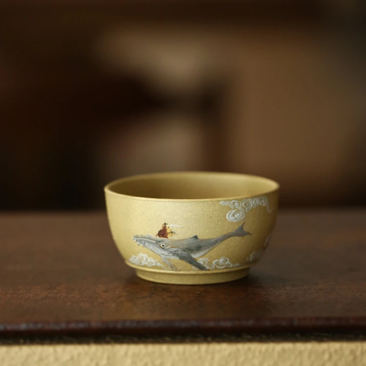 杯研所 | 逍遥游 乘物游心 本山绿泥 100cc 手工堆绘 紫砂主人杯