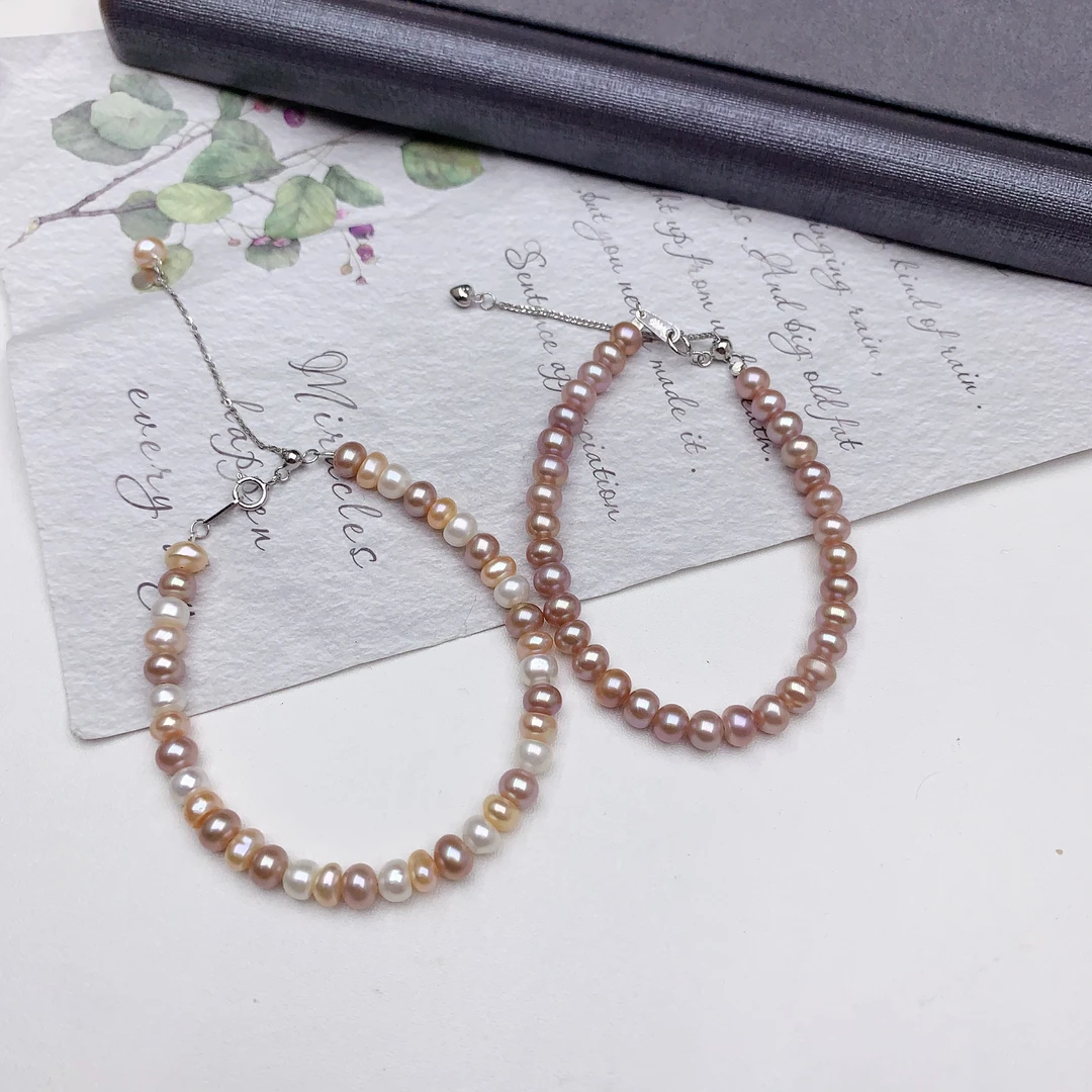 925银手链 金金推荐珠光亮糖果色s925银基础解约时尚5mm➕气质手链