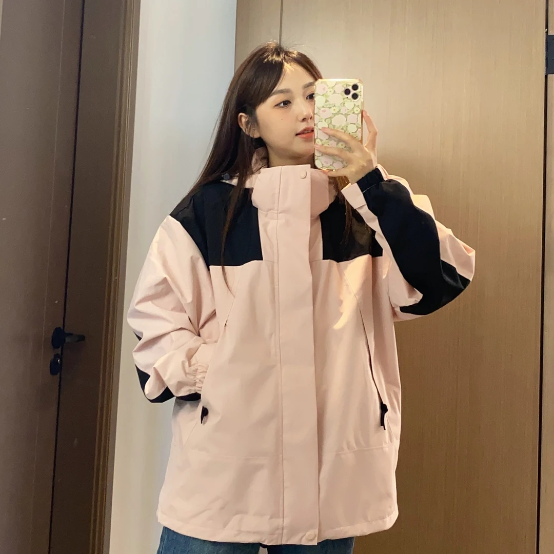 北家三合一户外休闲冲锋衣防水防风秋冬款情侣运动拼色加绒外套