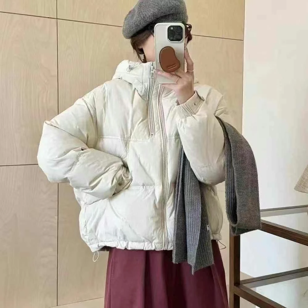 欧洲站双拉链连帽短款羽绒服