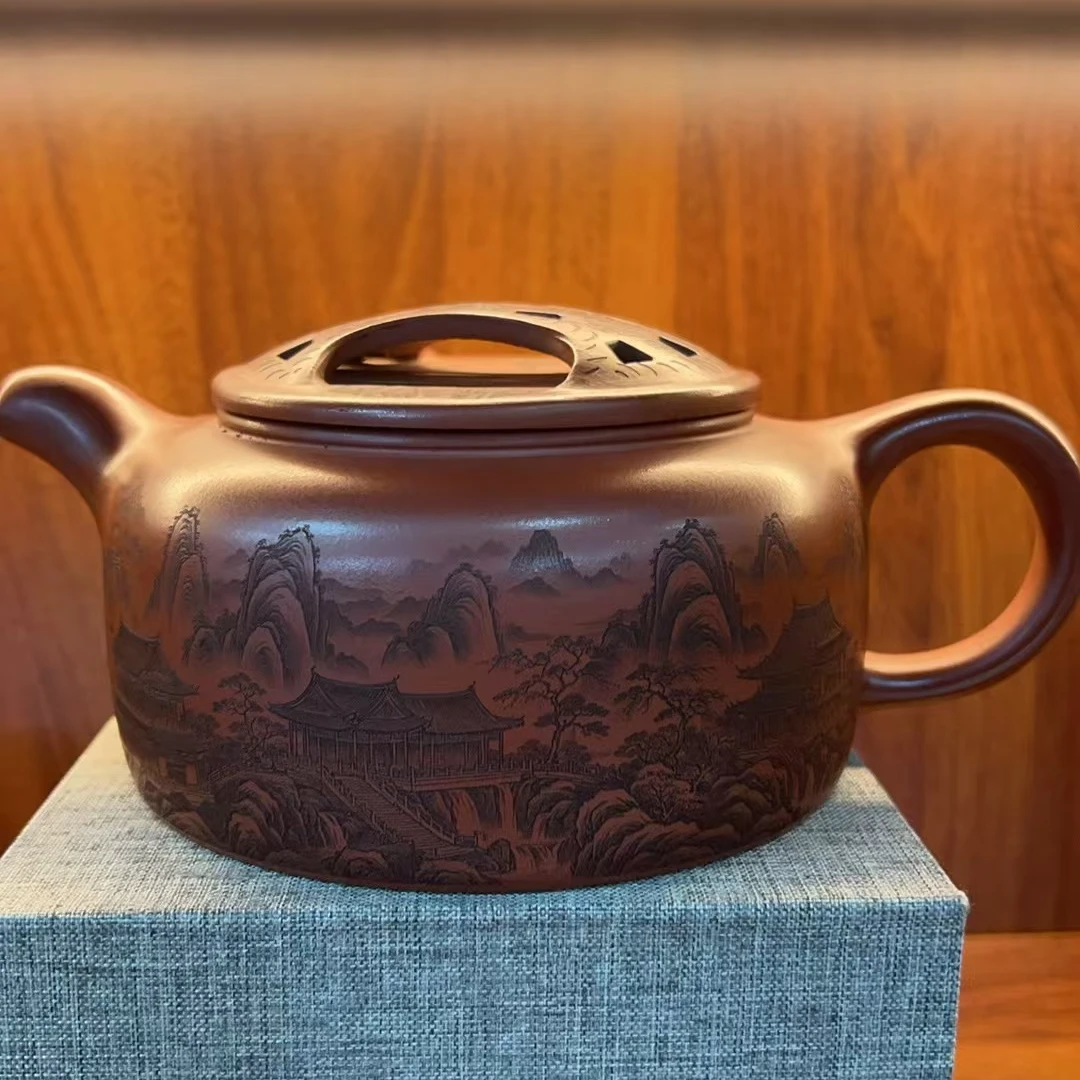 大品溪山荷韵牛盖莲子红皮龙紫砂壶