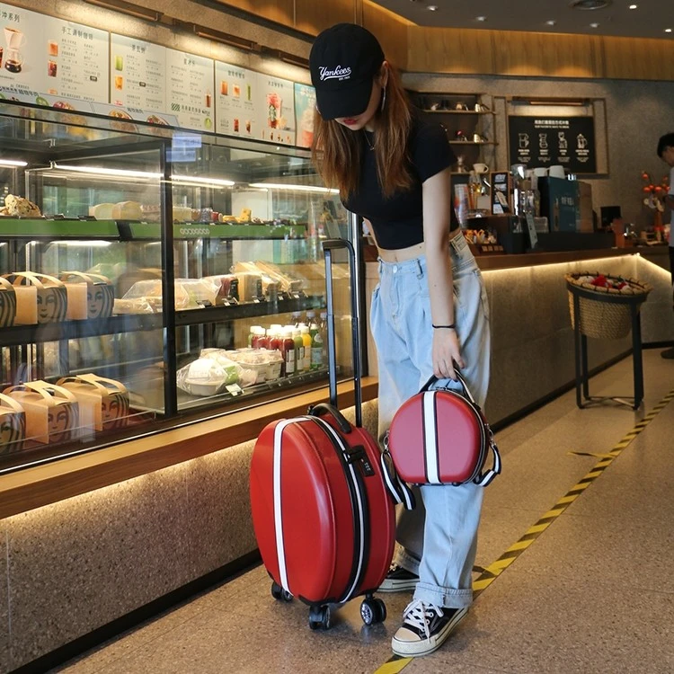 圆形行李箱女18寸小型登机箱轻便密码拉杆箱小清晰学生旅行箱新款