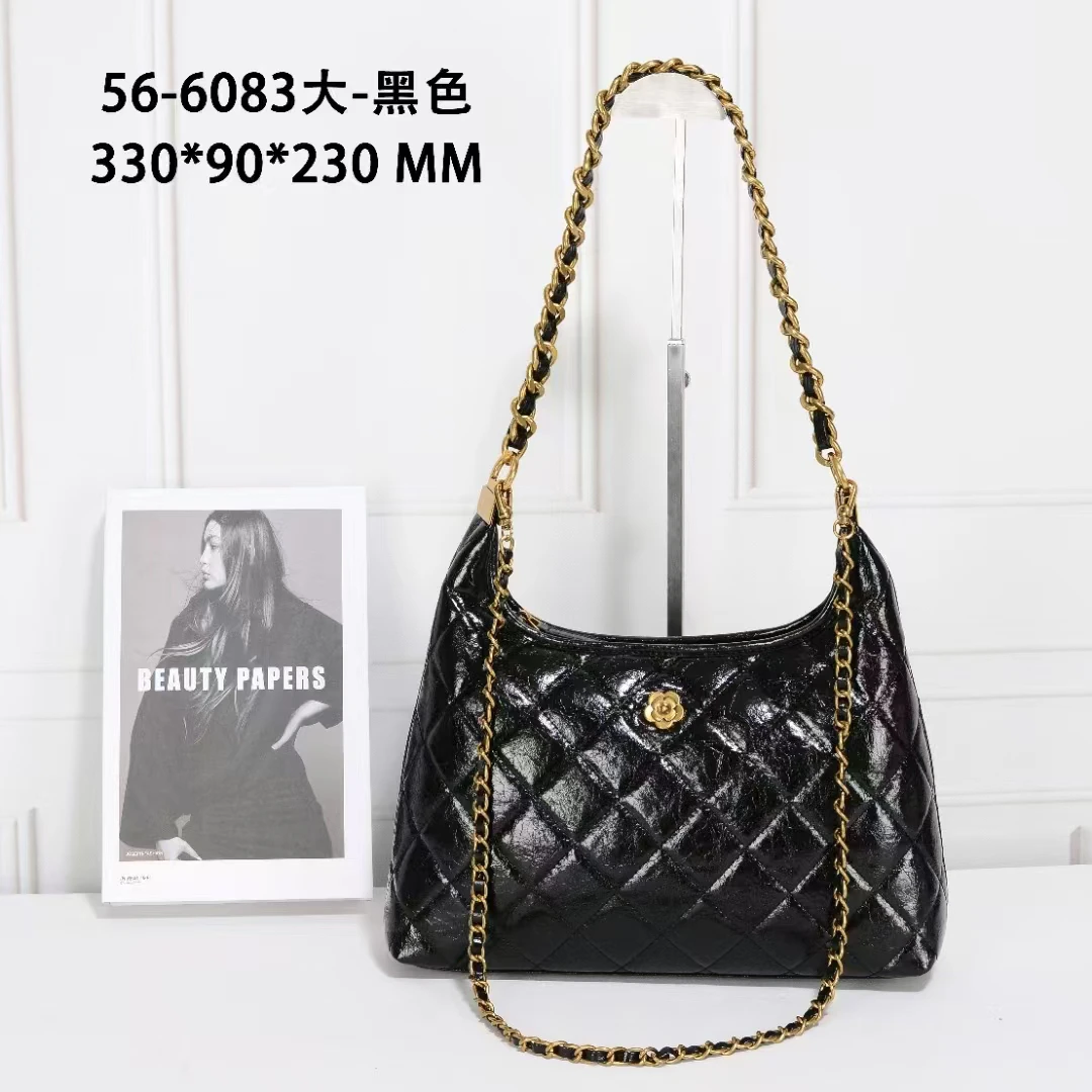 头层油腊牛皮新款小香腋下菱格链条包小众轻奢简约高级单肩斜挎包